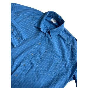 BDG Urban Outfitters Blue Pinstripe Button Down Shirt Oversized crinkled  L